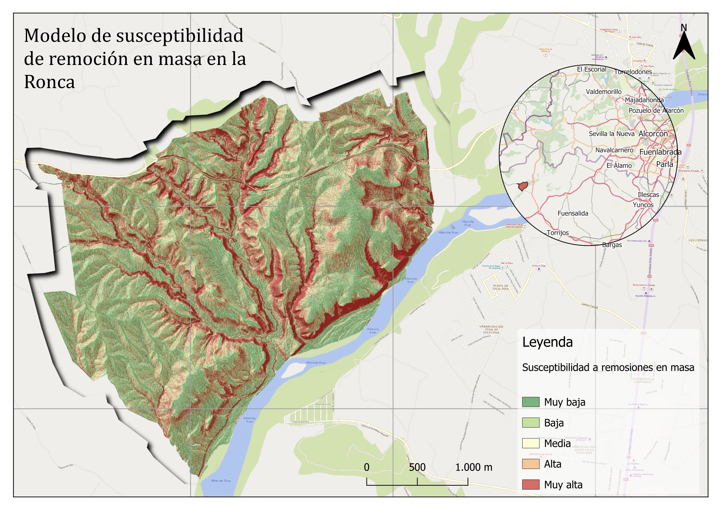 Mapa de susceptibilidad territorial · La Ronca